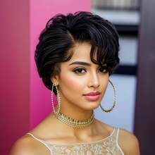13*4 Lace Front Wigs Short Pixie Cut Wig Human Hair Wigs For Women 6inch Perfect For Daily Wear & Parties - S1 - View 2
