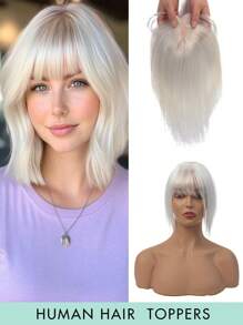 Extensões de Cabelo Invisíveis com Presilha para Mulheres - Toupeiras de Cabelo Humano 100%, Degradê Cinza a Branco Reto, Estilos A01 e A02, Perfeito para Cabelos Finos, Aparência Natural, Solução para Espessura do Cabelo | Aparência Natural | Presilhas de Fixação Seguras