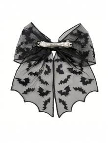 1pc Gothic Lace Spider Web Bat Bow Hair Clip, Halloween Spring Clip Hair Accessories For Women, Large Hair Clips For Shawl, Half Bun, Spring Clip, Suitable For Women Carnival, Claw Clips, Hair Claws, Hair Slide, Hair Barrettes, Fall, Winter Outfit For Women, Bows, Cute