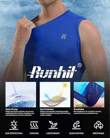GYHSRunhit Sleeveless Compression Shirt Men Top Athletic Muscle Shirts Men - 寶藍色 - 查看 5