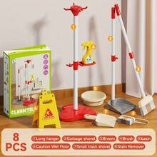 8pcs/13pcs Simulation Cleaning Toy Playset Includes Detachable Mop And Broom Set With Other Cleaning Accessories, Enhances Children's Hand Skills, Family Interactive Game Kit Suitable For Holidays Party Gifts - Multicolor - View 6