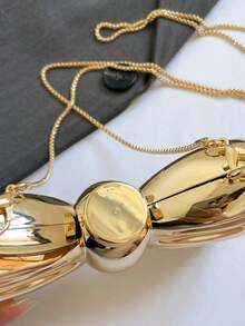 1pc Mini Metal Silver Bow Decor Cute Crossbody Bag, Mini Evening Clutch Bag With Metal Bow Detail, Fashionable Personalized Girl's Chain Bag, Suitable For Party And Date, Shoulder Crossbody Bag For Female, Best Gift For Friends And Family