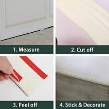 1 Roll 9.8cm X 2m Self-Adhesive Baseboard, Removable And Reusable Flexible Baseboard Trim, Suitable For Bedroom, Living Room, Dining Room, Wall Decor, Home Decoration