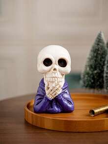 1 Stück Halloween gruselige Harz Deko lachender Schädel Ornament, unheimliche Atmosphäre Feier Dekoration Geschenk, Vintage Stil, geeignet für Spiele, Malerei, Küche, DIY, Abschluss, Büro, Möbel für Zuhause