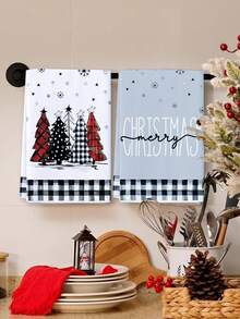 1pc/2Pcs Christmas Dish Towels,Kitchen Towels With Christmas Tree Snowflake Design,Kitchen Towel Set,Christmas Terry Cloth,Merry Christmas Decoration,Xmas Decor, Decor, Decor,Christmas Decorations For Home,Kitchen Accessories,Cleaning Supplies,Kitchen Items,Kitchen Organization