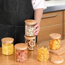 Homodoskey Glass Storage Jars 10 Pack -250ML Clear Glass Food Storage Containers With Airtight Bamboo Lid Stackable Kitchen Canisters For Candy, Cookie,Rice, Sugar, Flour, Nuts And Spice Jars - White - View 2