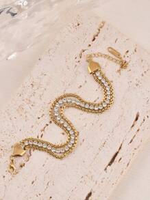 1 set de joyas chapadas en oro de acero inoxidable de moda, que incluye pulsera, adecuado para uso diario de mujeres, en estilo casual/hip-hop