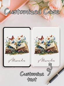 Ayotu 1pc Customized Name Text Design Protective Case, Compatible With Kindle Paperwhite 6 2024 (7 Inch) / Kindle 11th Gen (2024) 6 Inch, Kindle 10th Gen (2019), Clara Bw, Vintage Bookshelf Design E-Reader Protective Case, Kindle Accessories, Kindle Protective Case, Auto Sleep/Wake, Comfortable Material, Magnetic Design, Anti-Drop, Suitable As Birthday/Holiday Gift. - Multicolor - View 10