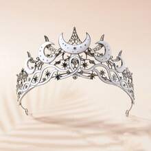 Gothic Moon Star Tiara - Glittering Rhinestone Headpiece For Halloween Cosplay (Witch/Vampire/Dark Fairy) Unisex Gothic Crown For Costume Parties, LARP & Photo Shoots - Elegant Celestial-Themed Accessory - Perfect Gift For Gothic Lovers, Cosplayers & Alternative Fashionistas - Great For Samhain & Vampire Balls - 彩色 - 查看 12