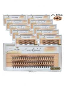 600PCS Lash Clusters 20D Thick Long 8-12mm Volume Cluster Eyelash Extensions 600Pcs Wispy Individual Lashes D Curl Waterproof Eyelash Clusters Soft False Eyelashes DIY At Home - C - View 7