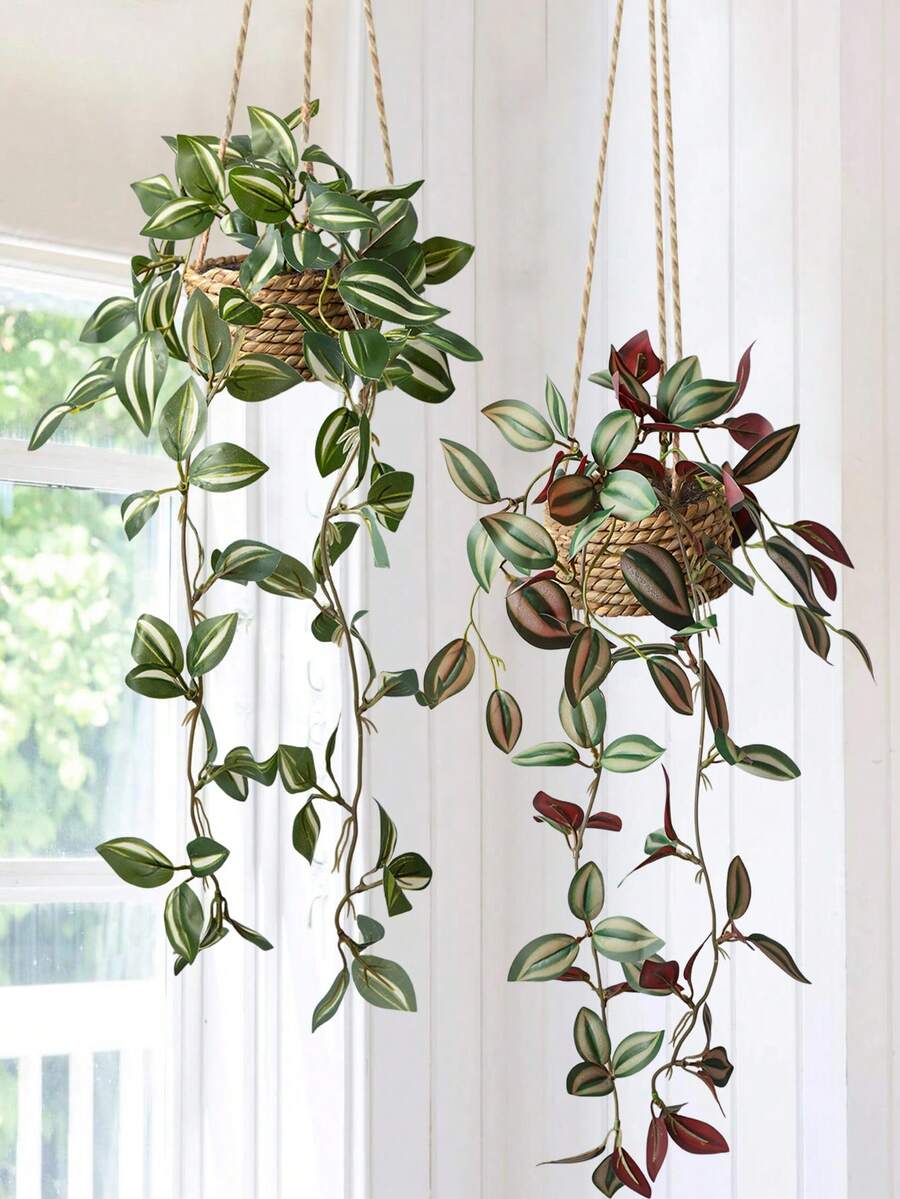 1/3件装悬挂式草堆，网状草，涤纶草，人造植物，绿色装饰，全年装饰，春夏装饰，学校宿舍，办公室，派对，生日，家居，酒店，餐厅，客厅，卧室，婚礼，厨房，花园，圣诞装饰（含花盆）