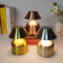 1 szt. Lampa bezprzewodowa, minimalistyczny design, złoty metal, przenośna lampa biurkowa LED z akumulatorem, 3 poziomy jasności, odpowiednia dla par, do jadalni, pokoju dziennego, salonu, sypialni