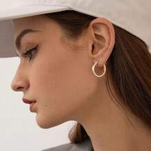 Versatile Hoop EarringsGacimy Flatted Gold Hoop Earrings For Women 14K  Plated With 925 Sterling Silver Postfor Women - 金色 - 查看 4