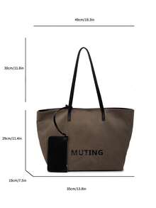 Khaki Tote Bag With Coin Purse, Fashion Minimalist Large Capacity Shoulder Bag With Magnetic Closure, Versatile Casual Handbag Suitable For Daily Use, Commuting, Work, School, Travel, Shopping - Khaki - View 11