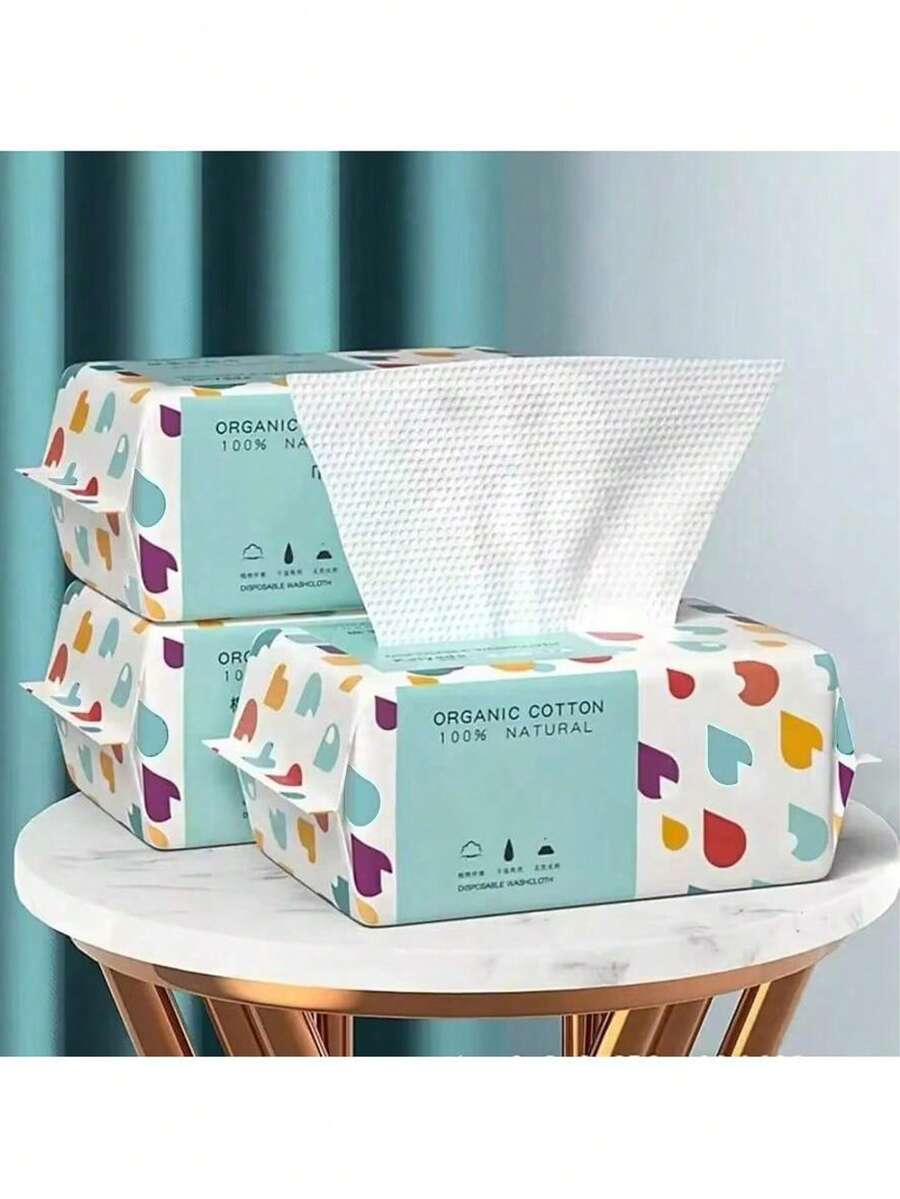 1件/2件/3件/4件/5件/6件一次性100张清洁面巾、柔软干湿巾、多用途洁面巾、卸妆巾、一次性加厚面巾、化妆柔软卸妆巾、干洗纸巾、一次性洗脸洁面巾 - 彩色 - 查看 1