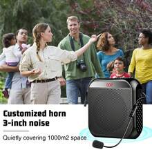 Rechargeable Voice Amplifier - 2200mAh Portable PA System With Headset Mic For Teachers & Presenters,Perfect Christmas Gift - Black - View 2
