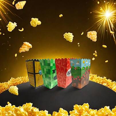 6 pièces/12 pièces Boîte à pop-corn visage souriant trèfle pixel vert, fournitures de la Saint-Patrick, boîte à pop-corn pixel vert, boîte de décoration de bureau Halloween BOOM rouge, boîte à frites, tasse à pop-corn, boîte à pain, anniversaire, baby shower, boîte cadeau, série de boîtes à pop-corn, décoration de fête d'événement, décoration de salon d'Halloween, vaisselle