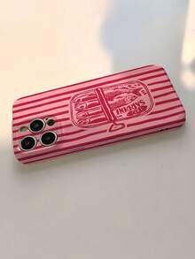 1pc Minimalist Cartoon Striped Sardine Pattern Perforated Glossy Filmic Hard Phone Case, Compatible With Iphone 11/12/13/14/15/16 Pro Max Waterproof Shockproof Anti-Fall Scratch Resistant - Multicolor - View 4