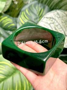 1 件女士时尚手链，绿色和棕色不对称方形设计，适合日常佩戴，周年纪念礼物（尺寸偏差 3 毫米/0.11 为正常现象） - 綠色系列 - 查看 13