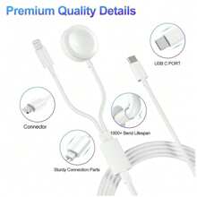 2-In-1 Apple Watch Charger, 2025 Upgraded Apple Watch Charger, Upgraded 2-In-1 Fast I Phone Watch Charger [Apple MFi Certified] 3.3 FT Magnetic Charging Cable Compatible With Apple Watch Series SE/8/7/6/5/4/3/2/1 & I Phone 14 -[3.3FT] White