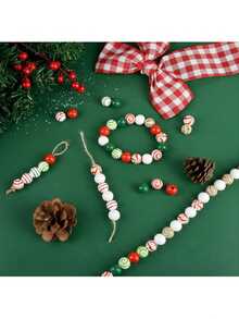 100 pezzi di perline di legno natalizie casuali, perline di legno natalizie da 16 mm per artigianato, decorazioni natalizie in legno, forniture per feste natalizie fai-da-te, perline di caramelle bianche per la realizzazione di braccialetti natalizi, ghirlande natalizie fai-da-te, decorazioni per feste a casa per le vacanze, set di perline natalizie adatto per gioielli fai-da-te, collane, bracciali, orecchini, kit di decorazione per feste di vacanza