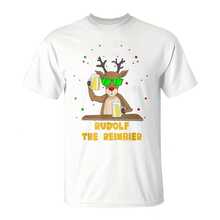 Rudolf The Reindeer Drinks Beer Rudolph Cistmas T-Shirt43534220g Sanded Cotton T-Shirt, There Is A  Layer Of Veet Inside, Very Ft And Warm Touch, Bring Full Sense Of The Package. Oversize For Afternoon Naps And Home Relaxation. Pattern Is A Yawning Rtoon Brown Bear, The Image Of Lazy And Lovely, With A Towel Embroidery Pess To Increase Its -Disional. It's The  Uniform Of"Narcole," Perfect For Lounging On The Couch Watching A Movie, Taking A Nap, Or Enjoying A Perfect Afternoon Of Doing Nog, Delr The Healing Message Of"Allow Yours To Relax.". - 白色10 - 查看 1