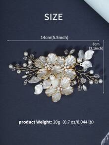 1 chiếc kẹp tóc hình hoa đính pha lê và viền vàng bằng acrylic dành cho nữ, phụ kiện tóc cô dâu, phụ kiện ngày Valentine. - Vàng - Xem 7