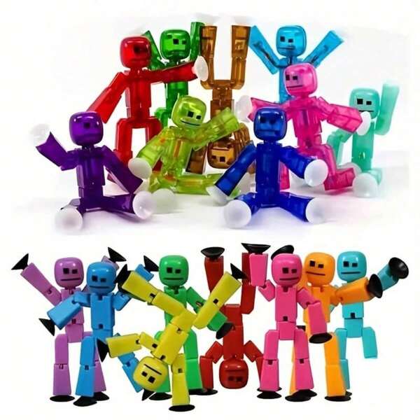 10/5pcs/1pc Random Color Creative Funny Figurine Toys Relieve Stress Educational Sucker Stick Figure Joints Can Be Twisted At Will, Fun Toys, Creative Toys, Perfect Holiday Gifts For Party Gifts, Room Ornaments, Office Ornaments, Photography Ornaments, Birthday Gifts, Christmas Gifts, Youth Gifts, Halloween Gifts.