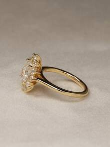 1 Stück eleganter & luxuriöser 925er Sterling Silber Ring mit 2CT Moissanit Blume, Schmuckzubehör für Damen zu Partys/Veranstaltungen/Verlobung