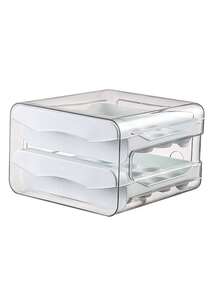 2-stöckige Schublade 32 Fach stapelbare Aufbewahrungsbox aus transparentem Kunststoff, Kühlschrankeierbehälter, Kühlschrankeierfach