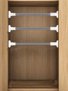 1 pièce Séchoir rétractable en acier inoxydable, tige de support de balcon, tringle à rideaux, tringle de rideau de douche, tringle de penderie, tige télescopique sans perçage. Décoration de Noël