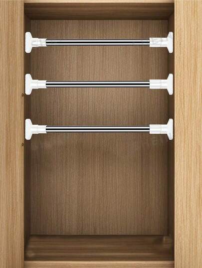 1 st utdragbar torkställning i rostfritt stål, balkongstödstång, gardinstång, duschdraperistång, garderobshängstång, teleskopstång (ingen borrning)