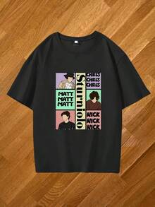 For Autumn People SturnioloS Triplets T Shirt Men Women Creative Design Prints Tops Cotton Classic Retro 90s Shor Sleeve Loose Tees Harajuku O-Neck - 黑色 - 查看 1