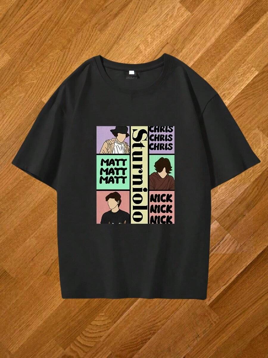 For Autumn People SturnioloS Triplets T Shirt Men Women Creative Design Prints Tops Cotton Classic Retro 90s Shor Sleeve Loose Tees Harajuku O-Neck - 黑色 - 查看 1