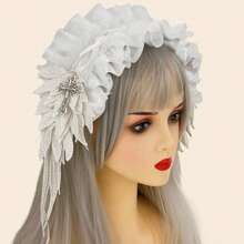 1pc/Set Women's Colorful Butterfly Decor & Wide Lace Headband Hair Accessories, Suitable For Daily Wear And Cosplay, Cute Style, Made Of Polyester And Spandex Halloween Valentine's Day