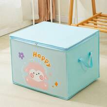 1pc Cartoon Element Large Capacity Storage Box, Multi-Functional With Lid, Dustproof Waterproof Foldable Storage, Cute Cartoon Animal Pattern Design For Home Clothing, Underwear, Quilt, And Miscellaneous Storage, Best Gift For Girls