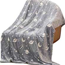 Glow In The Dark Throw Blanket Galaxy Stars Pattern Super Soft Fuzzy Plush Flannel Grey Blanket For Boys Girls Gifts Glow In The Dark Space Blanket 150 X 180 Cm (Universe) - Gray Galaxy Star - View 11