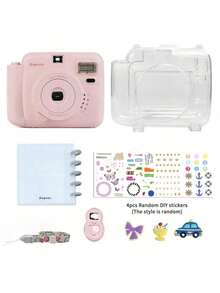 Paquete de regalo de cámara instantánea Popoto - Imprime fotografías de 3 pulgadas de colores en minutos para películas Mini11/12, con cámara con estuche de cristal, correa arcoíris y talla grande accesorios. Cámara fotográfica para regalo de vacaciones/exterior/fiesta/novia (no incluye baterías ni películas) - Juego de estuches de cristal para cámara. - Ver 12