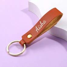 1pc Customized PU Leather Keychain Personalized Keyring Business Gift Leather Keychain For Men & Women Car Key Chain Waist Wallet Keychain Bag Pendant Gifts For Men - Multicolor - View 4