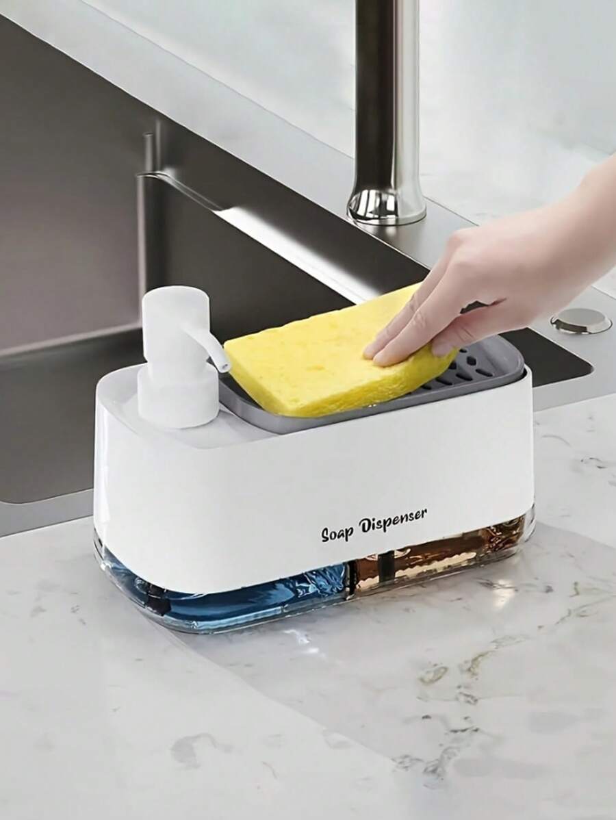 2-In-1 Kitchen Dish Soap & Hand Wash Liquid Dispenser Set, Automatic Foaming Soap Dispenser, Cleaning Brush, Sponge, Dish Cloth Included Kitchen Items Kitchen Accessories Kitchen Tools