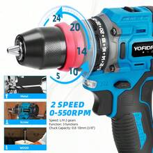 Yofidra Electric Screwdriver 2 In1 Brushless Hammer Cordless Drill Impact Multifunctional Power Tool Set With Tool Box And Drill Bit - EU C Type Plug(220-240V) - View 6