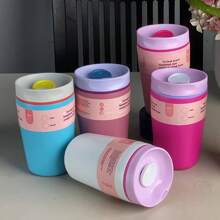 1pc 12oz Stainless Steel Vacuum Insulated Coffee Tumbler, Portable Travel Mug Suitable For Car, Office, Home, Camping, Modern Beverage Cup, Durable Household Container, Material, Outdoor Travel Companion - Multicolor - View 8