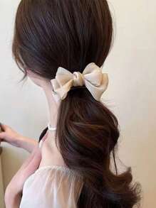 Elegant Large - Sized Bow - Adorned Hair Claw Clip: Non - Slip For Ponytails And Perfect For Bun Hairstyles - Ideal For Women And Girls,Hair Clips,Hair Accessories Hair Jaw Clip Hair Clamps Hair Clutch Hair Catcher Clip, Casual
