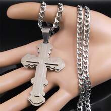 Christian Bible Big Cross Pendant Necklace Hip Hop Cruz Stainless Steel Silver Color Chain For Men Necklaces Jewelry - Necklace - View 5