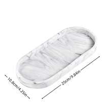 1 件梳妆台托盘 - 硅胶椭圆形浴室台面托盘，大理石纹理设计，非常适合皂液器、香水、珠宝和洗漱用品、浴室整理和储存、珠宝展示、香水和珠宝、时尚浴室托盘配件、浴室装饰和配件、浴室托盘