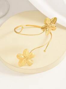 1 件独特的花卉袖口，优雅别致的设计，适合女性日常穿着 - 金色 - 查看 6