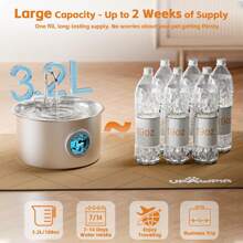 2,2L/74oz, 3,2L/108oz Fonte de Água para Gatos, Fonte de Água Automática de Aço Inoxidável para Animais de Estimação, Adequada para Gatos e Cães, Fonte de Água de Metal para Gatos e Cães, com Janela de Nível de Água, Bomba Ultra-Silenciosa, Fonte de Água para Animais de Estimação, Dispensador de Água Silencioso, Fonte de Água para Gatos, Fácil de Limpar e Instalar, Design de Torneira Bonito, Excelente Sistema de Filtração