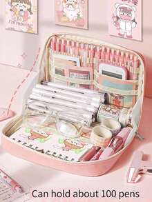 1 件大容量学生铅笔盒，多功能分类文具收纳袋，学校用品 - 多色 - 查看 6