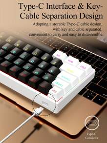 CHANGXIE 61-Key Wired Mechanical Keyboard With White, Black Or Blue Switches, RGB Backlit, Waterproof, For Home, Office And Gaming