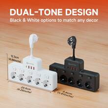 欧规带开关壁装插座，5AC 4USB（1Type-C）接口，最大2500W，适用于家庭、卧室、办公室、客厅等 - 查看 8